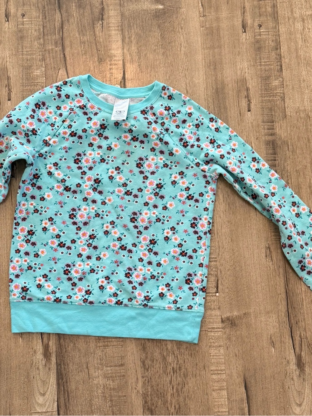 Athletic Works Aqua Floral Raglan Sweatshirt